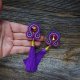 Fiolet i złoto - kolczyki soutache z chwostami