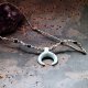 Choker LUNULA Słowiańska księżyc porcelanowy błekitny ~ Slavic Porcelain ~ mikro makrama