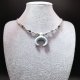 Choker LUNULA Słowiańska księżyc porcelanowy błekitny ~ Slavic Porcelain ~ mikro makrama