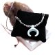 Choker LUNULA Słowiańska księżyc porcelanowy błekitny ~ Slavic Porcelain ~ mikro makrama