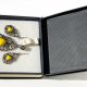 Komplet biżuterii, kolczyki i wisior, Duke Collection, srebro pr. 925, żółty kamień