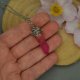 Wisiorek Talizman różowy kryształ górski, wire wrapping, stal chirurgiczna