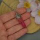 Wisiorek Talizman różowy kryształ górski, wire wrapping, stal chirurgiczna