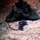 LUNULA Czarna z Ametystami i Apatytami księżyc kamienie naturalne delfina dolls mikromakrma