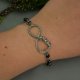 Bransoletka nieskończoność z onyksami czarny onyks stal chirurgiczna wire wrapping