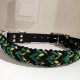 Obroża dla psa Paracord Handmade 42-50 cm L czarno-zielono-limonkowa + wodoodporny pasek