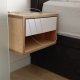 Minimalistyczna wisząca szafka nocna z szufladą i półką