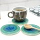 3 Ceramiczne podkładki na stół - pawie oko