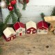 Zestaw domków do świątecznej dekoracji, bordowo-waniliowe