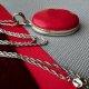 Gallery Jewelry ❤ Large Pendant Red Gemstone & Sterling Silver ❤❤ Naszyjnik