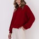 Sweter w warkoczowe wzory - SWE323 czerwony MKM