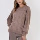 Sweter w warkoczowe wzory - SWE323 mocca MKM