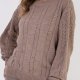 Sweter w warkoczowe wzory - SWE323 mocca MKM