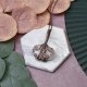Miedziany wisiorek wire wrapping z różowym kwarcem #457