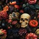 Kurtka parka damska - FLOWERS AND SKULL