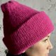 Zimowa czapka z alpaki i jedwabiu, ciepła, puszysta i gruba, wełniana czapka kolor ciemny różowy