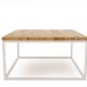 Stolik kawowy loft Cermis 80cm x 80cm wysokość 40cm drewno dębowe biały