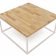 Stolik kawowy loft Cermis 80cm x 80cm wysokość 40cm drewno dębowe biały