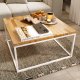 Stolik kawowy loft Cermis 80cm x 80cm wysokość 40cm drewno dębowe biały