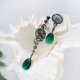 Emerald sky - asymetryczne, srebrne kolczyki ze szmaragdowymi kryształami