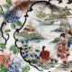 Japoński ręcznie malowany porcelanowy talerzyk cudo sztuki orientu