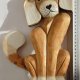 Pies, piesek, rzeźba, figurka drewniana, malowana 34 cm