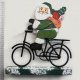 Święty Mikołaj na rowerze dekoracja, figurka, drewno, metal