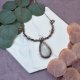 Miedziany naszyjnik wire wrapping z kamieniem księżycowym #504