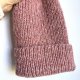 Ciepła czapka ręcznie robiona wywijana CHMURKA Alpaka 34 Różowy Marmur - od ręki