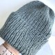 Ciepła czapka ręcznie robiona wywijana CHMURKA Alpaka 45 Morze Północne - od ręki