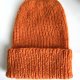 Ciepła czapka ręcznie robiona wywijana CHMURKA Alpaka 38 Elektryzujący Pomarańcz - od ręki