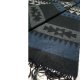 Duży szalik w niebiesko-czarno-szare azteckie wzory unisex Hu45