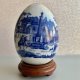 Landscape Porcelain Blue Egg ❀ڿڰۣ❀ Duże jajo na drewnianej podstawie