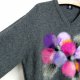 szary sweter wełna z kwiatami r.52 Bogner