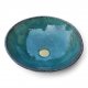 Turkusowo-niebieska okrągła umywalka nablatowa