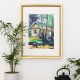 Architektura, obraz, gwasz, Saba, ekspresjonizm 29 x 21 cm