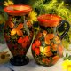 Chochłoma, ręcznie malowany, rosyjski wazon gliniany, ludowy, 21,5 cm