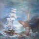 Obraz olejny ręcznie malowany autorski 80x80 Pejzaż morski