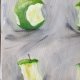 Obraz olejny ręcznie malowany 50x70 jabłka osy szary oryginał