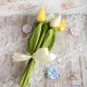 Kwiaty tulipany ręcznie szyte, bukiet na prezent, ozdoba na Wielkanoc, wiosenna dekoracja, żółty