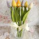Kwiaty tulipany ręcznie szyte, bukiet na prezent, ozdoba na Wielkanoc, wiosenna dekoracja, żółty
