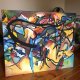 Obraz 120x100cm inspiracja Kandinsky - kolorowa abstrakcja