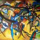 Obraz 120x100cm inspiracja Kandinsky - kolorowa abstrakcja