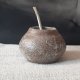 Ręcznie robiony Mateo, Gourd, Calabash - kubek do yerba mate z gliny szamotowej, szeroki, w liście