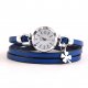 zegarek -bransoletka, niebieski owijany pasek, z koniczynką