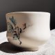 Porcelanowa czarka do herbaty, ręcznie malowana, turkusowe motywy roślinne