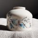 Porcelanowa czarka do herbaty, ręcznie malowana, turkusowe motywy roślinne