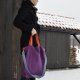 Torba hobo XXL - fiolet, pomarańcz, szaroniebieski