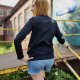 Longsleeve damski bawełniany czarny haft multikolor rozmiar S