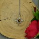 Mały wisiorek róża wiatrów tygrysie oko, wire wrapping, stal chirurgiczna